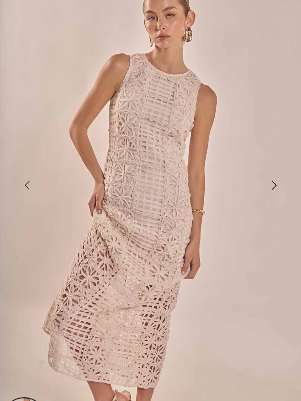 Endless Rose Crochet Midi Dress in Cream - Picture 5 of 7
